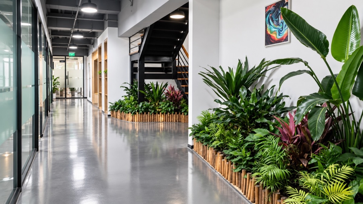 飞鱼熙共享办公空间·南晶国际店 实景 - 生态绿植景观连廊